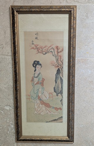 Peinture sur soie encadrée