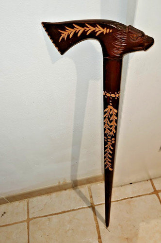 Canne vintage bois sculpté - vintage,