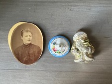 Lot of 3 Christmas ball portrait woman lid dinner porcelain doll