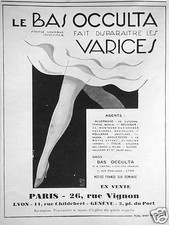 ADVERTISEMENT 1929 STOCK OCCULTA MAKES VARICOSE VEINS DISAPPEAR SOFT WASHABLE INVISIBLE