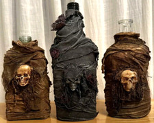 3x Kore Sage Gothic Steampunk Skull Candle Flowers Bottles Powertex (VGC)