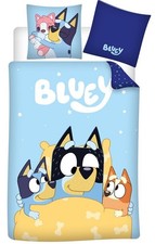 Déco Chambre - Parure de Lit Enfant Coton Réversible Bluey Bingo - Housse de Cou