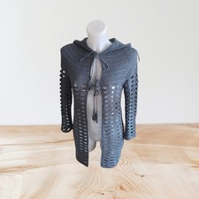 Gilet long à capuche gris