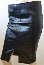 Jitrois Made IN France Cuir Verni Noir mi-Longueur Slim Crayon Jupe 40 UK12