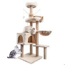 Arbre à chat Noir 145 cm Corde en sisal Griffoir Grattoir Jeux 5 Plateforme Neuf