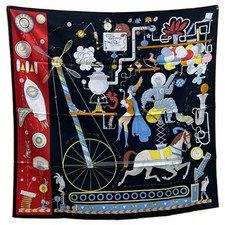 Thé Hermès pour deux écharpes soie Carre 90 noir avec boîte