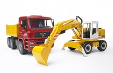 Bruder Dumper MAN TGA 02751 Camion Rouge Avec Excavatrice
