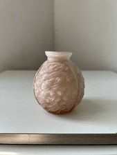 Petit vase boule rose poudré verre art déco