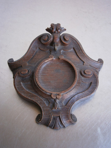 Carved oak wall watch holder - oak,
