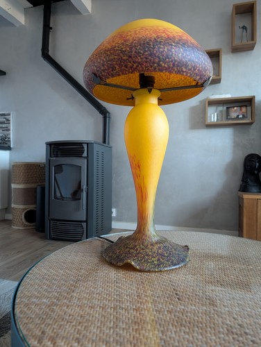 Lampe table verre jaune - lampe, de