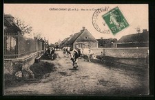 Old postcard Chêne-Chenu, Rue de la Cauziere, view from the street 1914 