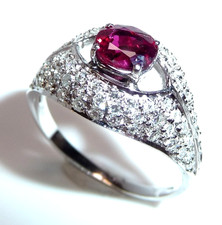 Ring 750 white gold 1.0ct. Diamonds 0.68ct rubies 57/18.1mm changeable 3.0gr