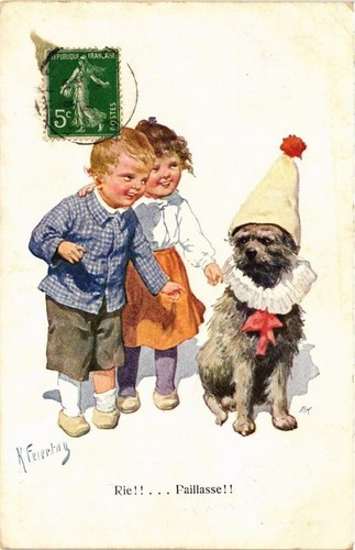 Old postcard rie dogs - old, rie...dogs