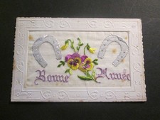 Carte postale ancienne brodee bonne annee fers a cheval