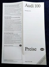 Audi 100 C4 price list, also Quattro, S4 and TDI, status: 10.1992