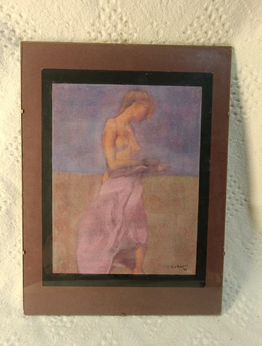 Pastel sous verre signé - pastel,