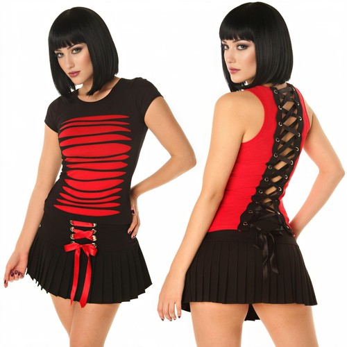 Mini jupe sexy plissée - mini, lacée
