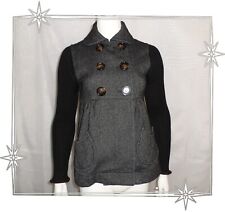 Ⓐ - Manteau Court Gris Chiné Noir Bi Matière Mod. Mesa Cop Copine 36