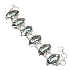 Bracelet pierre précieuse quartz alexandrite chaîne réglable forme marquise b...