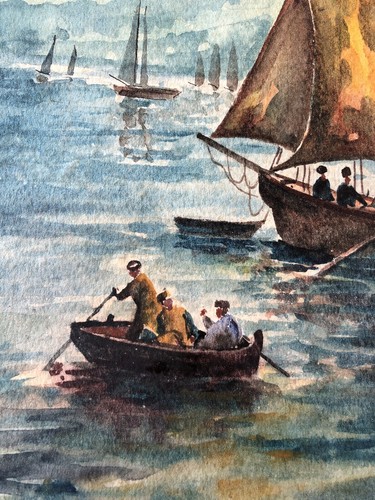Estampe ancienne aquarelle - estampe,