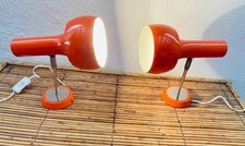 pair of vintage diabolo orange bedside lamps 60s spot lamp sconce