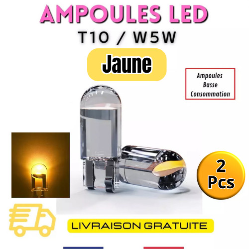 Ampoule led t10 w5w jaune - ampoule,