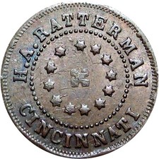 Cincinnati Ohio Civil War Token H A Ratterman