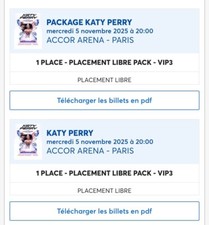 1 place concert Katy Perry package VIP 3 5 novembre