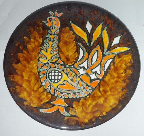 Assiette emaux coq piece - assiette,