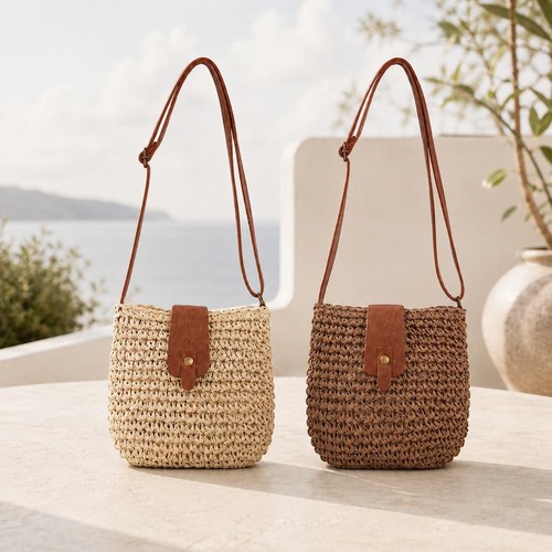 Sac paille corde papier - , avec