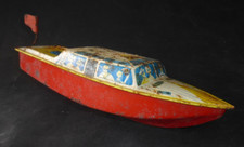 Arnold  bateau mécanique en tôle 1960’s Arnold ?  Tinplate Windup Speedboat Toy