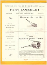 NOGENT-le-ROI (28) FOUNDRY / AGRICULTURAL ROLLS "Henri LOISELET" Tract 1920