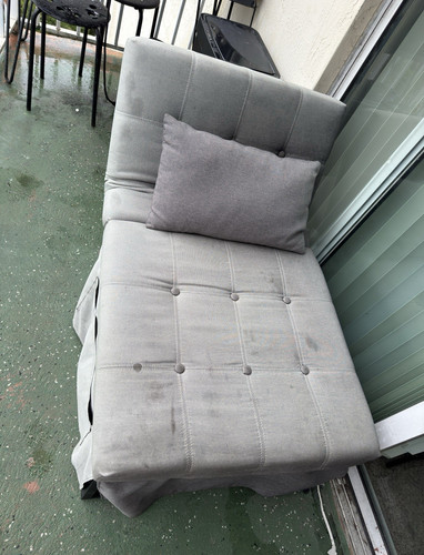 Gray tufted convertible futon - convertible,