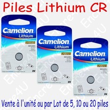 Pile Bouton CR Lithium 3V CR1216 CR1220 CR1225 … vente à l'unité, par 5 10 ou 20