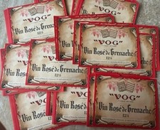 LOT 100 LABELS / PINK WINE OF GRENACHE VOG / LABELS ALCOHOL DRINK OLD WINE