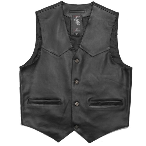 Gilet boutons cuir - cuir, classic