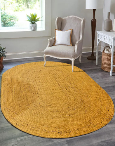 Tapis ovale jute ferme - , jaune