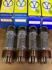 4 Tubes  EL34/6CA7 Tesla Brown Base Welded Plate OO getter, NOS NIB, Matched