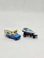 Camping-car et bateau sur remorque, Micro Machines, Galoob, années 89, 4 cm