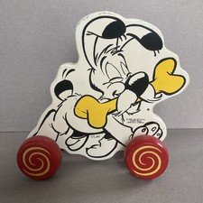 VINTAGE VILAC BOIS 1996 DOG IDEFIX ON WHEELS EDITIONS ALBERT RENÉ USERZO