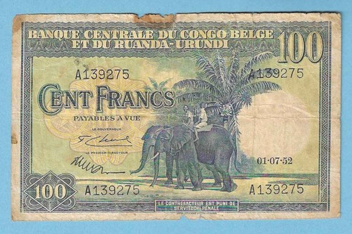 Billet congo belge 100 - ,,