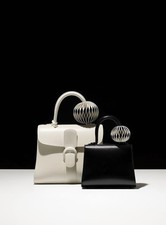 Delvaux Grigri Hand Bag Circle GM Leather Black & White Authentic rare