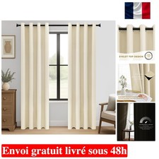 Lot de 2 Rideaux Occultants 140x240 cm Beige - Isolation Thermique et Vie Privée