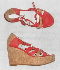 SAN MARINA sandales compensées nubuck corail & liège P 37 = 36½ TBE