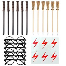 24 Pièces Crayons de Baguette Magique et de Balai Ensemble avec Magiciens Lun...