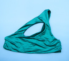 Baobab Medium Green One Shoulder Cutout Padded Wide Strap Bikini Top Swimwear