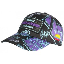 Casquette Plata o Plomo Violette et Noire Strass Streetwear Colombia Baseball-T