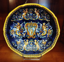 COUPE ou MELONNIERE Faience de GIEN Decor RENAISSANCE Fond Bleu 9MAG 05/11