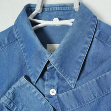 Ermenegildo Zegna Soft Denim Shirt Men's Large Blue Button Down Snap Long Sleeve