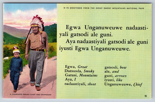 Vintage postcard cherokee - a,